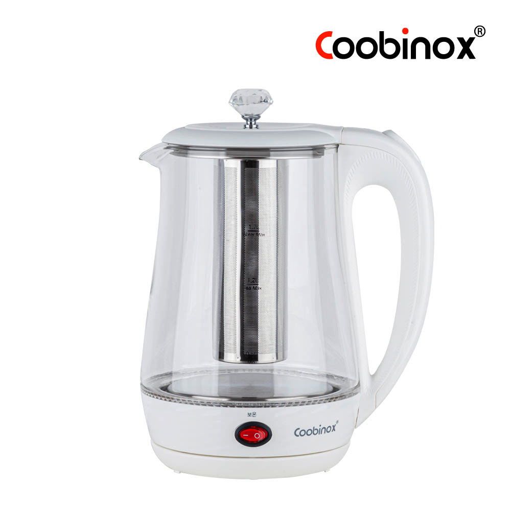 Coobinox® 1.7L Healthy 3 Glass Tea Pot (CX-2018TK) - With 85°C Keep Warm Function & Removable Stainless Steel Infuser